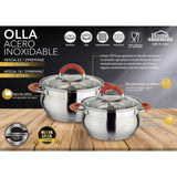 Olla Alta Plateado y Cobre 19.5x17.5cm De 2.5 Litros Apta para Inducción con Mango de Silicona - OLLAS Y SARTENES | Bylmo