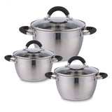 Set x 3 Ollas Plateado y Negro 19.5x17.5cm De 5.3 Litros Apta para Inducción con Mango de Silicona - OLLAS Y SARTENES | Bylmo
