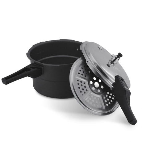Olla de Presión Gris y Negro 20.4x17.6cm De 4.2 Litros Apta para Inducción con Mango de Baquelita - OLLAS Y SARTENES | Bylmo