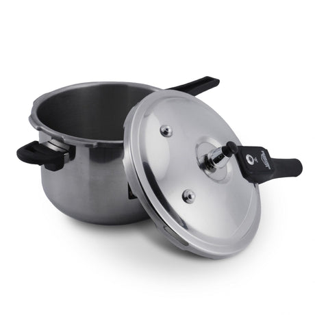 Olla de Presión Plateado y Negro 23x19cm De 4.2 Litros Apta para Inducción con Mango de Baquelita - OLLAS Y SARTENES | Bylmo