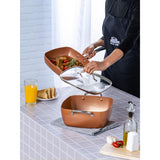 Sarten Cobre 24.5x6cm De 1.2 Litros Apta para Inducción con Mango de Acero Inoxidable - OLLAS Y SARTENES | Bylmo