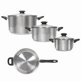 Batería de Cocina Siete Piezas Plateado y Negro 17.5x10cm De 5.2 Litros Apta para Inducción con Mango de Acero Inoxidable - OLLAS Y SARTENES | Bylmo