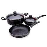 Batería de Cocina Cinco Piezas Negro 24x15cm De 3.6 Litros Apta para Inducción con Mango de Baquelita - OLLAS Y SARTENES | Bylmo