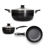 Batería de Cocina Cinco Piezas Negro 24x15cm De 3.6 Litros Apta para Inducción con Mango de Baquelita - OLLAS Y SARTENES | Bylmo