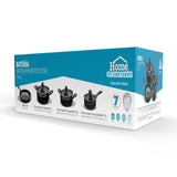 Batería de Cocina Siete Piezas Negro 24x8.2cm De 3.6 Litros Apta para Inducción con Mango de Baquelita - OLLAS Y SARTENES | Bylmo