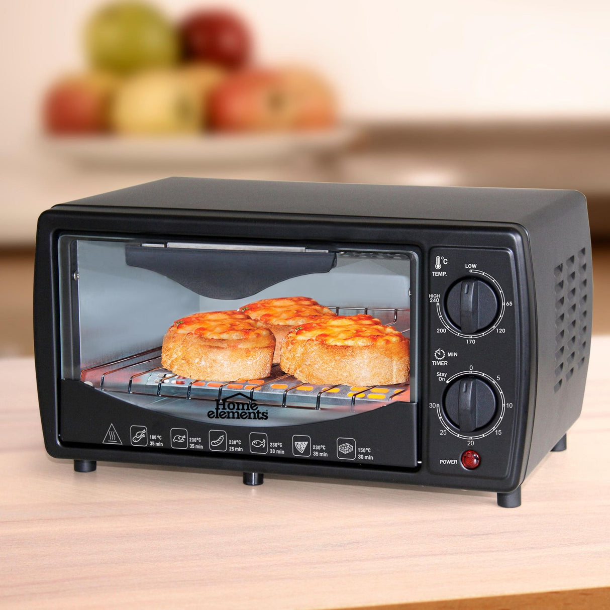 Horno Tostador Negro 28x20cm de 9 Litros con Temporizador - HORNOS TOSTADORES | Bylmo