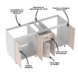 Mueble Inferior de Cocina Ambar Soder 178x86cm sin Mesón sin Estufa y con Organizador de Cubiertos - MUEBLES INFERIORES DE COCINA | Bylmo