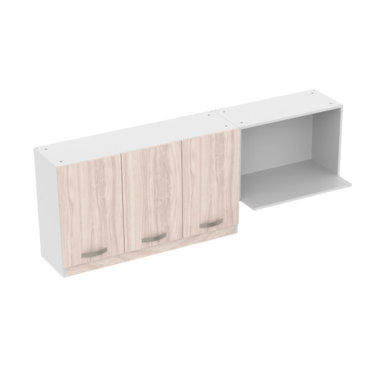 Mueble Superior de Cocina Ambar Soder 180x65cm con Locero Espacio para Extractor Derecha y con Espacio para Microondas - MUEBLES SUPERIORES DE COCINA | Bylmo