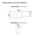 Mueble Superior de Cocina Ambar Soder 180x65cm con Locero Espacio para Extractor Derecha y con Espacio para Microondas - MUEBLES SUPERIORES DE COCINA | Bylmo