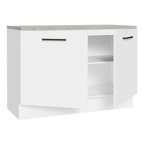 Mueble Inferior de Cocina Agata Blanco 120x84cm con Mesón sin Cajones y sin Estufa - MUEBLES INFERIORES DE COCINA | Bylmo