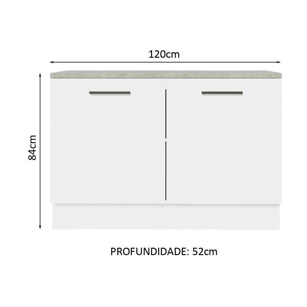 Mueble Inferior de Cocina Agata Blanco 120x84cm con Mesón sin Cajones y sin Estufa - MUEBLES INFERIORES DE COCINA | Bylmo