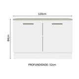 Mueble Inferior de Cocina Agata Blanco 120x84cm con Mesón sin Cajones y sin Estufa - MUEBLES INFERIORES DE COCINA | Bylmo