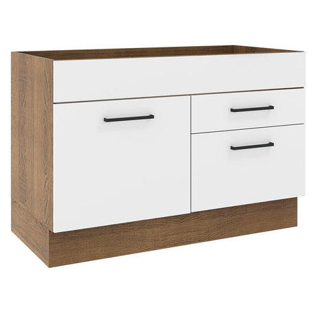 Mueble Inferior de Cocina Agata Marron y Blanco 120x81cm con Mesón y sin Estufa - MUEBLES INFERIORES DE COCINA | Bylmo