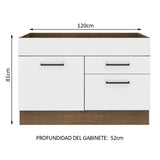 Mueble Inferior de Cocina Agata Marron y Blanco 120x81cm con Mesón y sin Estufa - MUEBLES INFERIORES DE COCINA | Bylmo