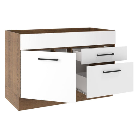 Mueble Inferior de Cocina Agata Marron y Blanco 120x81cm con Mesón y sin Estufa - MUEBLES INFERIORES DE COCINA | Bylmo