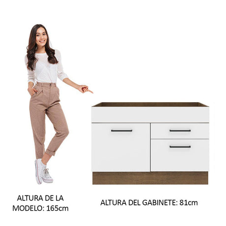 Mueble Inferior de Cocina Agata Marron y Blanco 120x81cm con Mesón y sin Estufa - MUEBLES INFERIORES DE COCINA | Bylmo