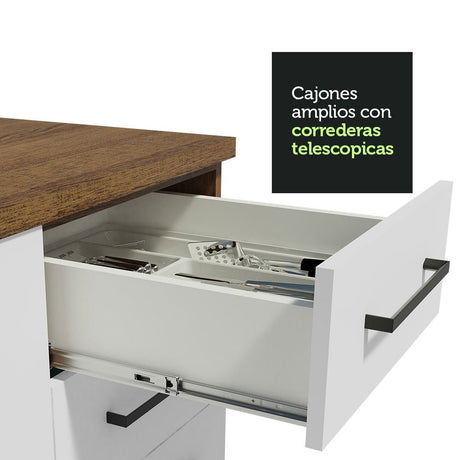 Mueble Inferior de Cocina Agata Marron y Blanco 120x81cm con Mesón y sin Estufa - MUEBLES INFERIORES DE COCINA | Bylmo
