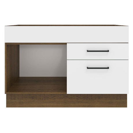 Mueble Inferior de Cocina Agata Marron y Blanco 120x81cm con Mesón y sin Estufa - MUEBLES INFERIORES DE COCINA | Bylmo