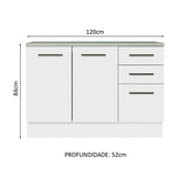 Mueble Inferior de Cocina Agata Blanco 120x84cm con Mesón y sin Estufa - MUEBLES INFERIORES DE COCINA | Bylmo