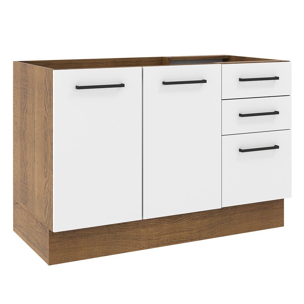 Mueble Inferior de Cocina Agata Marron y Blanco 120x81cm sin Mesón y sin Estufa - MUEBLES INFERIORES DE COCINA | Bylmo