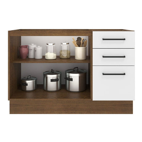 Mueble Inferior de Cocina Agata Marron y Blanco 120x81cm sin Mesón y sin Estufa - MUEBLES INFERIORES DE COCINA | Bylmo