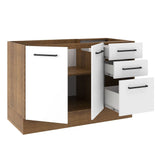 Mueble Inferior de Cocina Agata Marron y Blanco 120x81cm sin Mesón y sin Estufa - MUEBLES INFERIORES DE COCINA | Bylmo