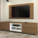 Combo Mueble y Panel de TV Metz Marron y Blanco 180x120cm Para TV Hasta 55 Pulgadas con Ranuras para Cables - MUEBLES DE TV | Bylmo