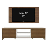 Combo Mueble y Panel de TV Metz Marron y Blanco 180x120cm Para TV Hasta 55 Pulgadas con Ranuras para Cables - MUEBLES DE TV | Bylmo