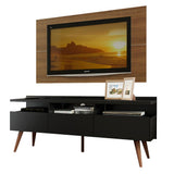 Combo Mueble y Panel de TV Londres Marron y Negro 160x141cm Para TV Hasta 55 Pulgadas con Ranuras para Cables - MUEBLES DE TV | Bylmo