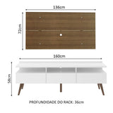 Combo Mueble y Panel de TV Londres Blanco y Marron 160x141cm Para TV Hasta 55 Pulgadas con Ranuras para Cables - MUEBLES DE TV | Bylmo