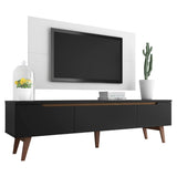 Combo Mueble y Panel de TV Reims Negro y Blanco 180x122cm Para TV Hasta 55 Pulgadas con Ranuras para Cables - MUEBLES DE TV | Bylmo