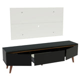 Combo Mueble y Panel de TV Reims Negro y Blanco 180x122cm Para TV Hasta 55 Pulgadas con Ranuras para Cables - MUEBLES DE TV | Bylmo