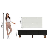 Combo Mueble y Panel de TV Reims Negro y Blanco 180x122cm Para TV Hasta 55 Pulgadas con Ranuras para Cables - MUEBLES DE TV | Bylmo