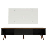 Combo Mueble y Panel de TV Reims Negro y Blanco 180x122cm Para TV Hasta 55 Pulgadas con Ranuras para Cables - MUEBLES DE TV | Bylmo