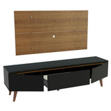 Combo Mueble y Panel de TV Reims Marron y Negro 180x122cm Para TV Hasta 55 Pulgadas con Ranuras para Cables - MUEBLES DE TV | Bylmo