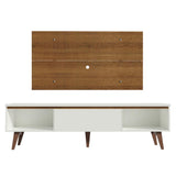 Combo Mueble y Panel de TV Reims Blanco y Marron 180x122cm Para TV Hasta 55 Pulgadas con Ranuras para Cables - MUEBLES DE TV | Bylmo