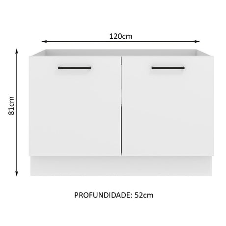 Mueble Inferior de Cocina Agata Blanco 120x81cm sin Mesón y sin Estufa con 3 Entrepaños - MUEBLES INFERIORES DE COCINA | Bylmo