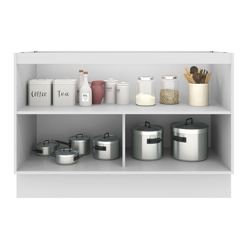 Mueble Inferior de Cocina Agata Blanco 120x81cm sin Mesón y sin Estufa con 3 Entrepaños - MUEBLES INFERIORES DE COCINA | Bylmo