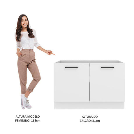 Mueble Inferior de Cocina Agata Blanco 120x81cm sin Mesón y sin Estufa con 3 Entrepaños - MUEBLES INFERIORES DE COCINA | Bylmo