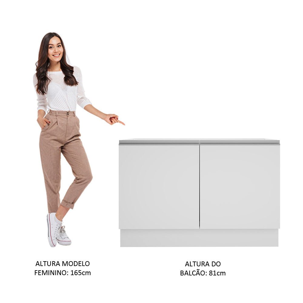 Mueble Inferior de Cocina Glamy Blanco 120x81cm sin Mesón y sin Estufa con 3 Entrepaños - MUEBLES INFERIORES DE COCINA | Bylmo