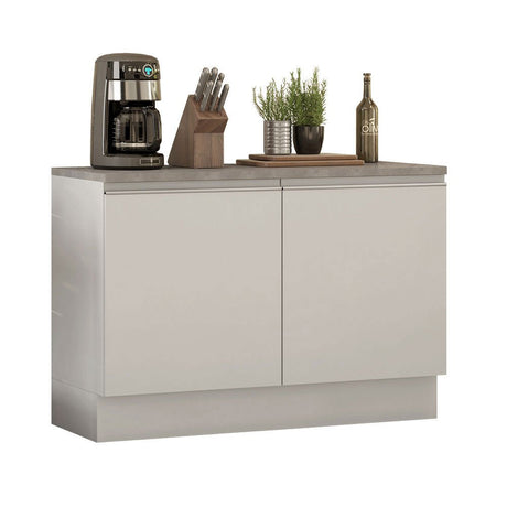 Mueble Inferior de Cocina Glamy Blanco 120x84cm con Mesón de Madera y sin Estufa con 3 Entrepaños - MUEBLES INFERIORES DE COCINA | Bylmo