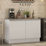 Mueble Inferior de Cocina Glamy Blanco 120x84cm con Mesón de Madera y sin Estufa con 3 Entrepaños - MUEBLES INFERIORES DE COCINA | Bylmo