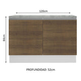 Mueble Inferior de Cocina Glamy Blanco y Marron 120x84cm con Mesón de Madera y sin Estufa con 3 Entrepaños - MUEBLES INFERIORES DE COCINA | Bylmo