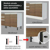Mueble Inferior de Cocina Glamy Blanco y Marron 120x84cm con Mesón de Madera y sin Estufa con 3 Entrepaños - MUEBLES INFERIORES DE COCINA | Bylmo