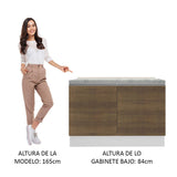 Mueble Inferior de Cocina Glamy Blanco y Marron 120x84cm con Mesón de Madera y sin Estufa con 3 Entrepaños - MUEBLES INFERIORES DE COCINA | Bylmo