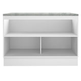 Mueble Inferior de Cocina Glamy Blanco y Marron 120x84cm con Mesón de Madera y sin Estufa con 3 Entrepaños - MUEBLES INFERIORES DE COCINA | Bylmo