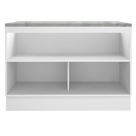 Mueble Inferior de Cocina Glamy Blanco y Marron 120x84cm con Mesón de Madera y sin Estufa con 3 Entrepaños - MUEBLES INFERIORES DE COCINA | Bylmo
