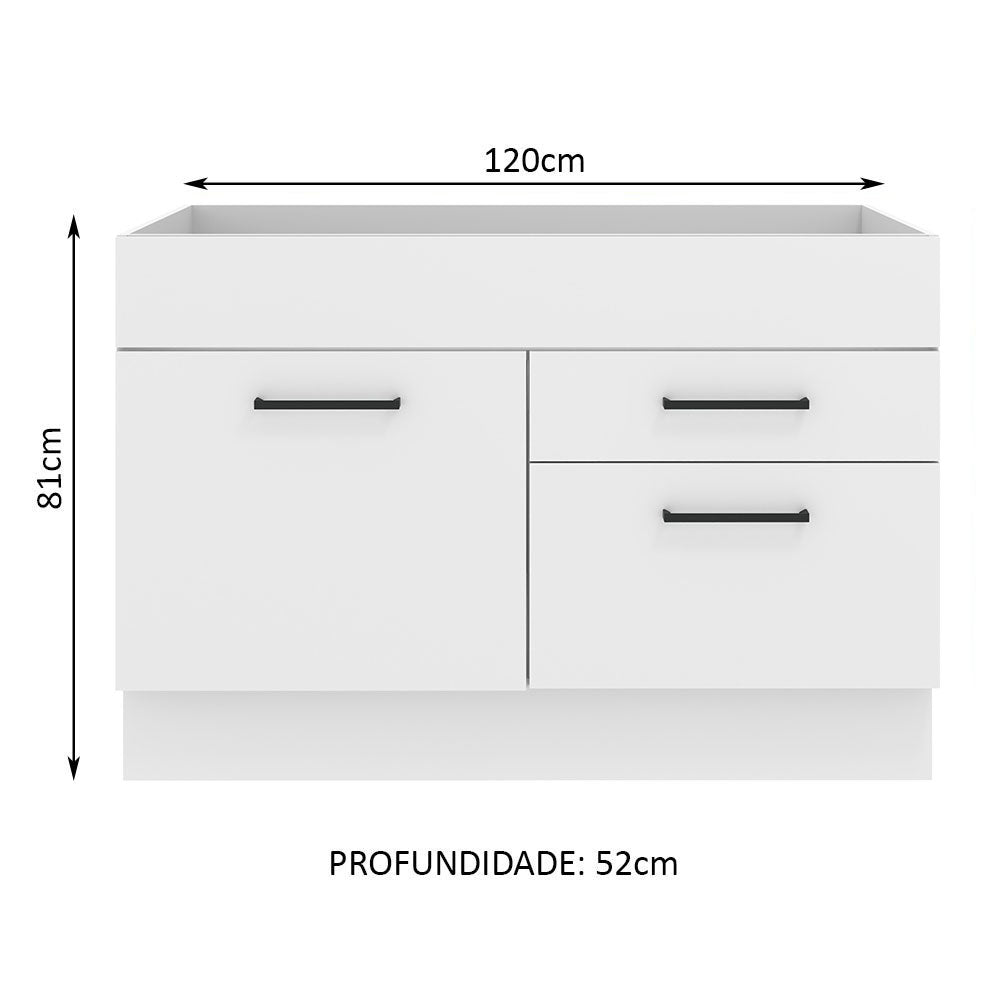 Mueble Inferior de Cocina Agata Blanco 120x81cm sin Mesón y sin Estufa con 2 Cajones - MUEBLES INFERIORES DE COCINA | Bylmo