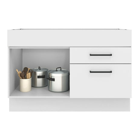 Mueble Inferior de Cocina Agata Blanco 120x81cm sin Mesón y sin Estufa con 2 Cajones - MUEBLES INFERIORES DE COCINA | Bylmo