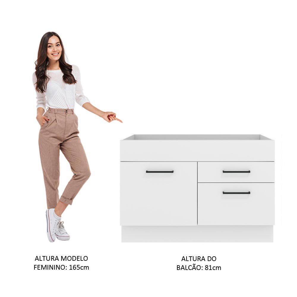 Mueble Inferior de Cocina Agata Blanco 120x81cm sin Mesón y sin Estufa con 2 Cajones - MUEBLES INFERIORES DE COCINA | Bylmo